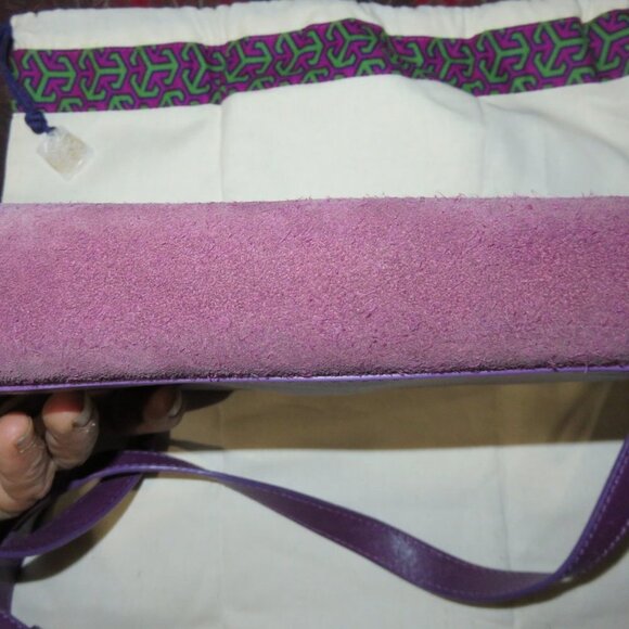 Tory Burch Vibrant Purple Leather flap Messenger Crossbody Handbag W/ dustbag - Picture 5 of 16